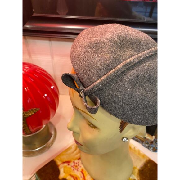 vintage 1960s charcoal gray wool beret 60s hat by Penny bow timeless french - Picture 3 of 7